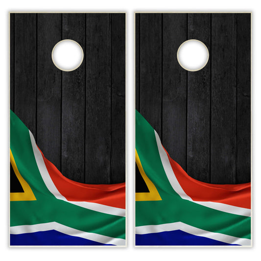 South Africa Flag Cornhole Set - Black Wood