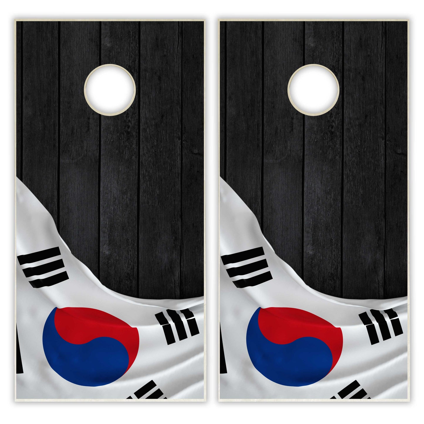 South Korea Flag Cornhole Set - Black Wood