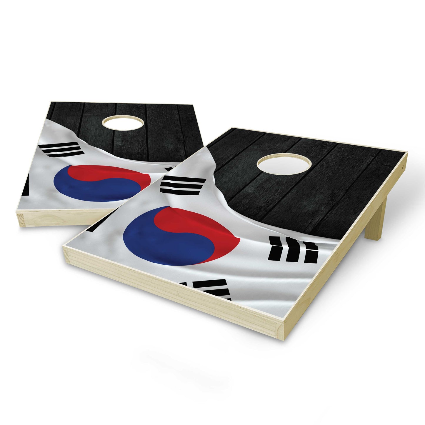 South Korea Flag Tailgate Cornhole Set - Black Wood