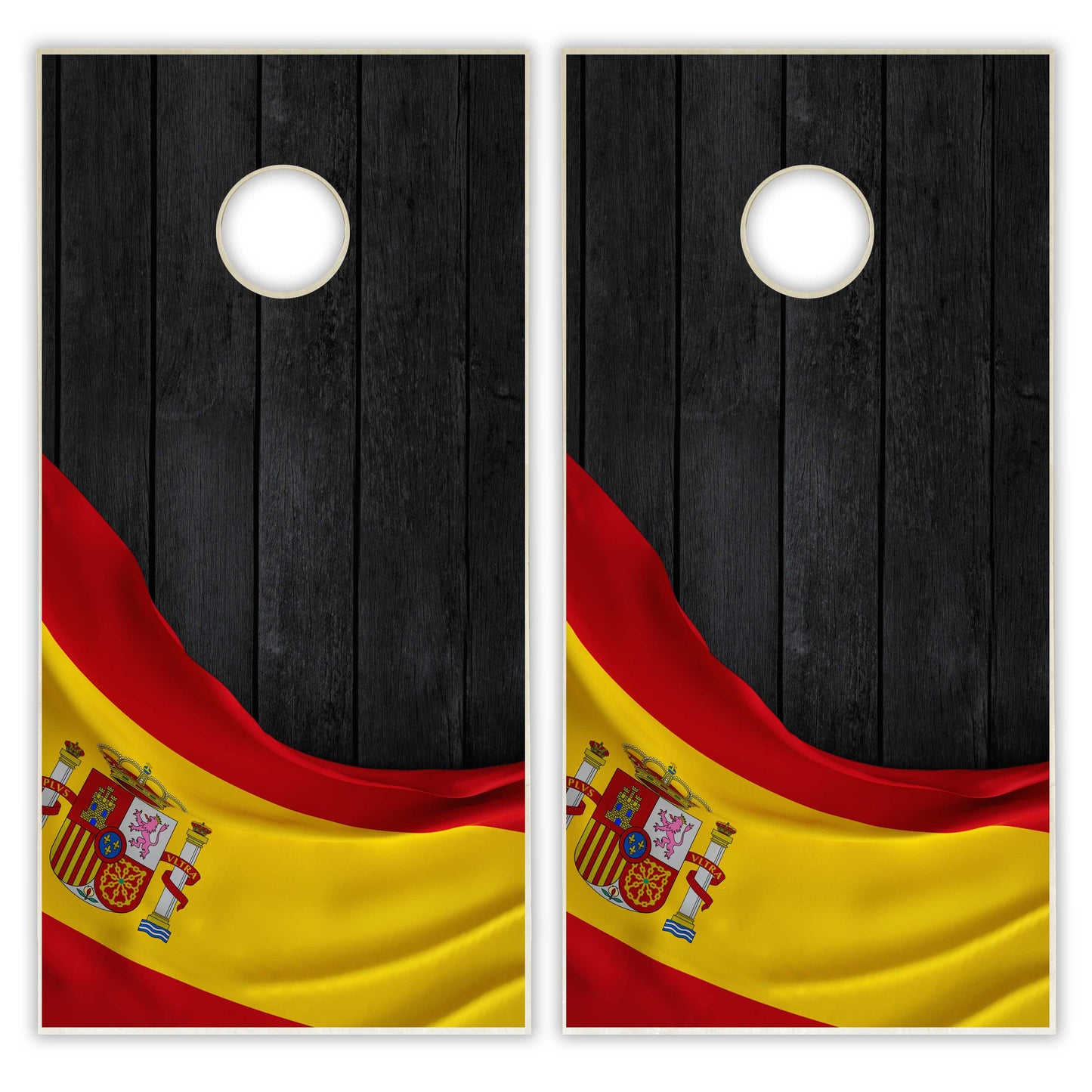 Spain Flag Cornhole Set - Black Wood