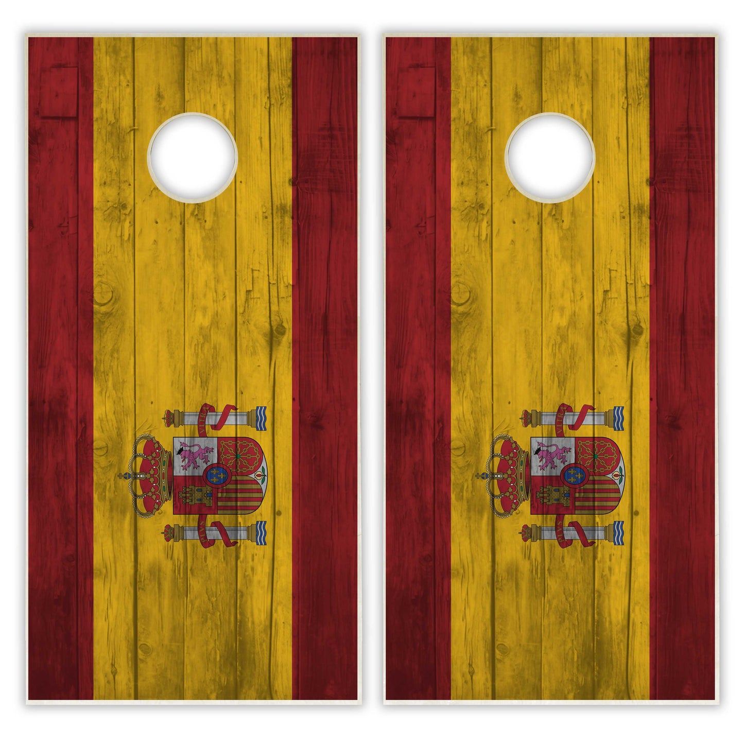 Spain Flag Cornhole Set - Distressed Wood
