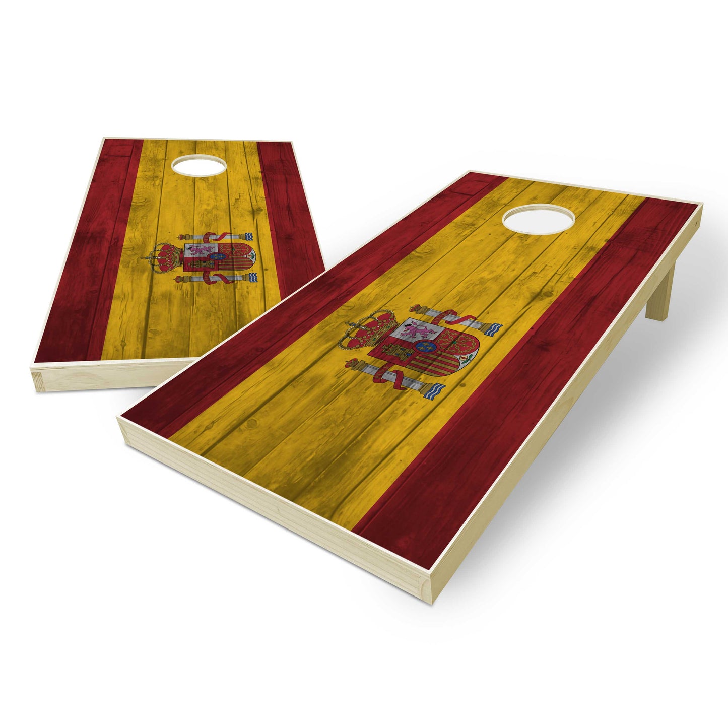 Spain Flag Cornhole Set - Distressed Wood
