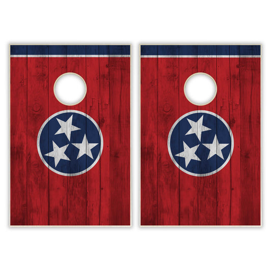 Tennessee State Flag Tailgate Cornhole Set - Distressed Wood