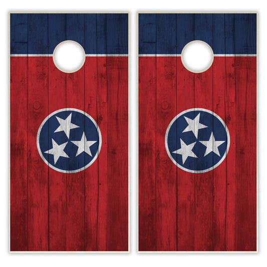 Tennessee State Flag Cornhole Set - Distressed Wood