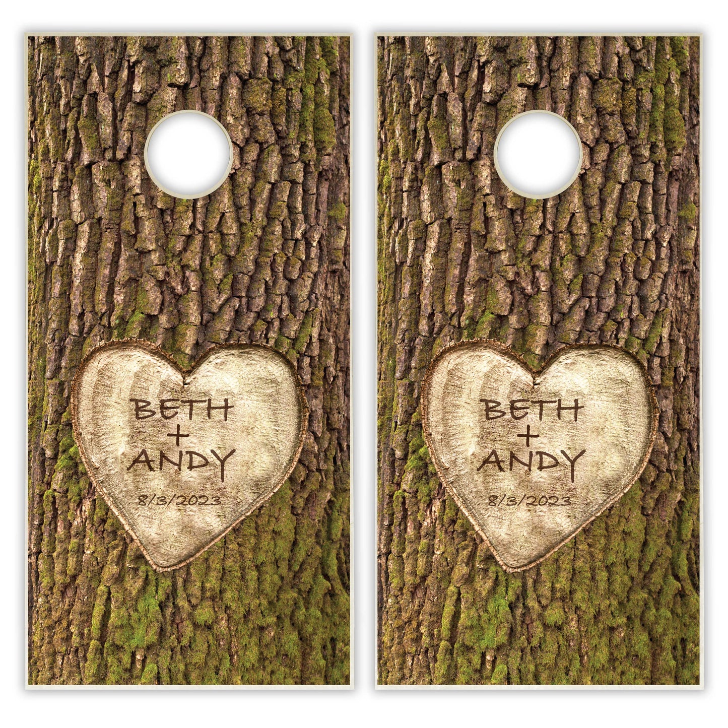 Tree Carved Wedding Customized Cornhole Boards