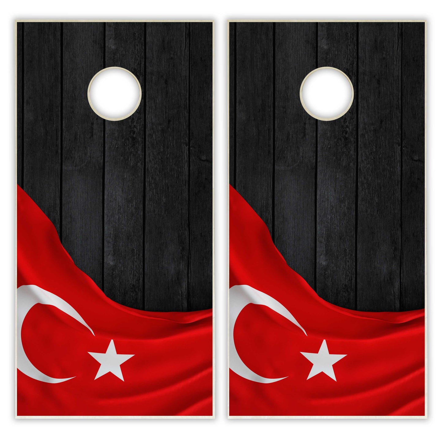 Turkey Flag Cornhole Set - Black Wood