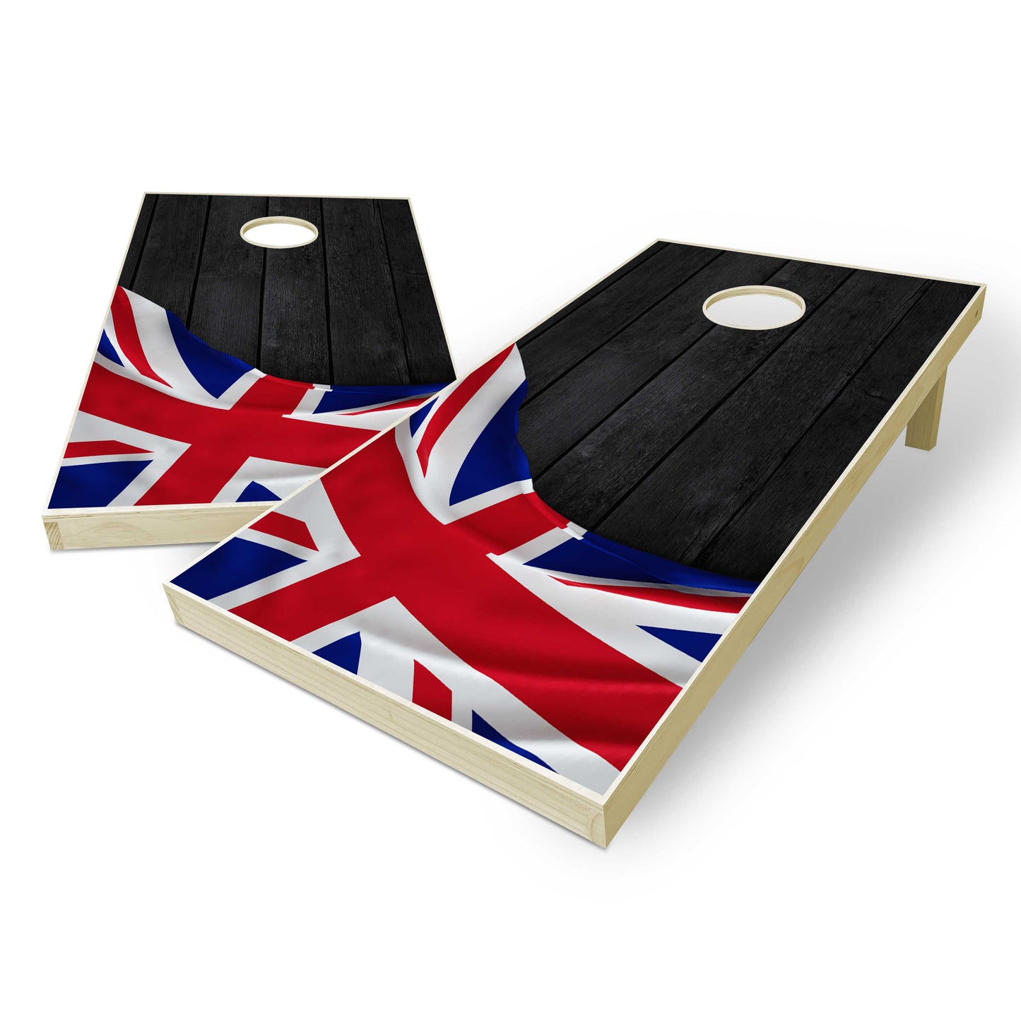 United Kingdom Flag Cornhole Set - Black Wood