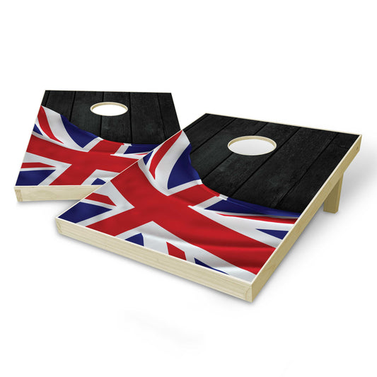 United Kingdom Flag Tailgate Cornhole Set - Black Wood