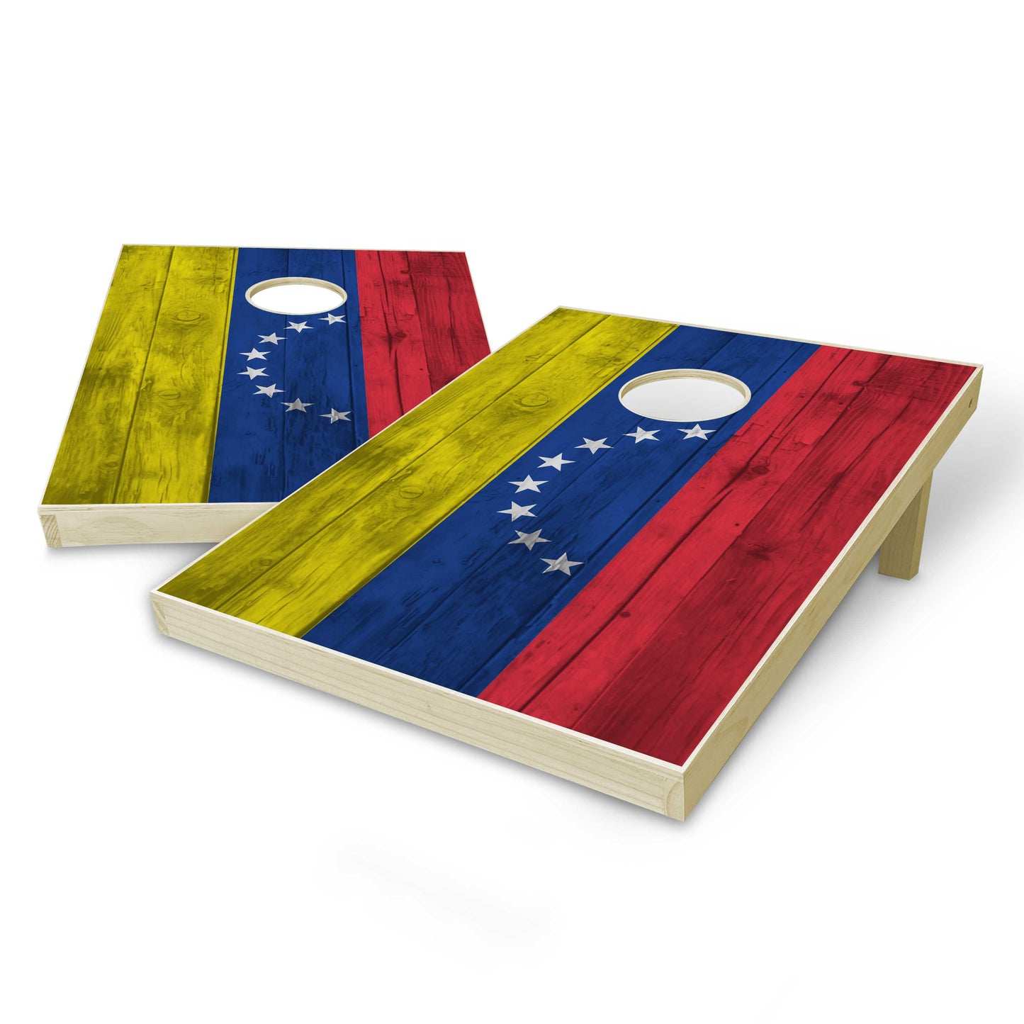 Venezuela Flag Tailgate Cornhole Set - Distressed Wood