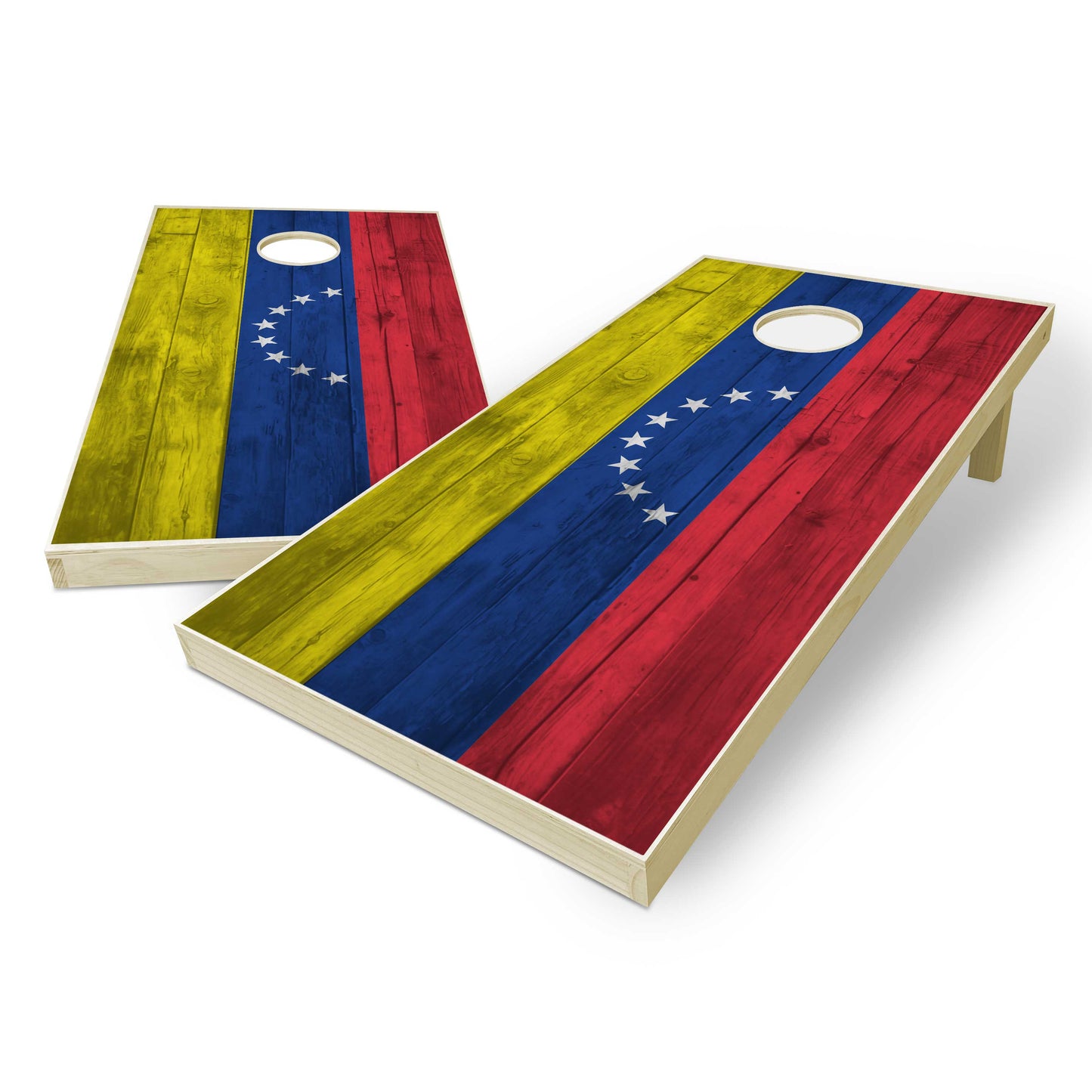 Venezuela Flag Cornhole Set - Distressed Wood