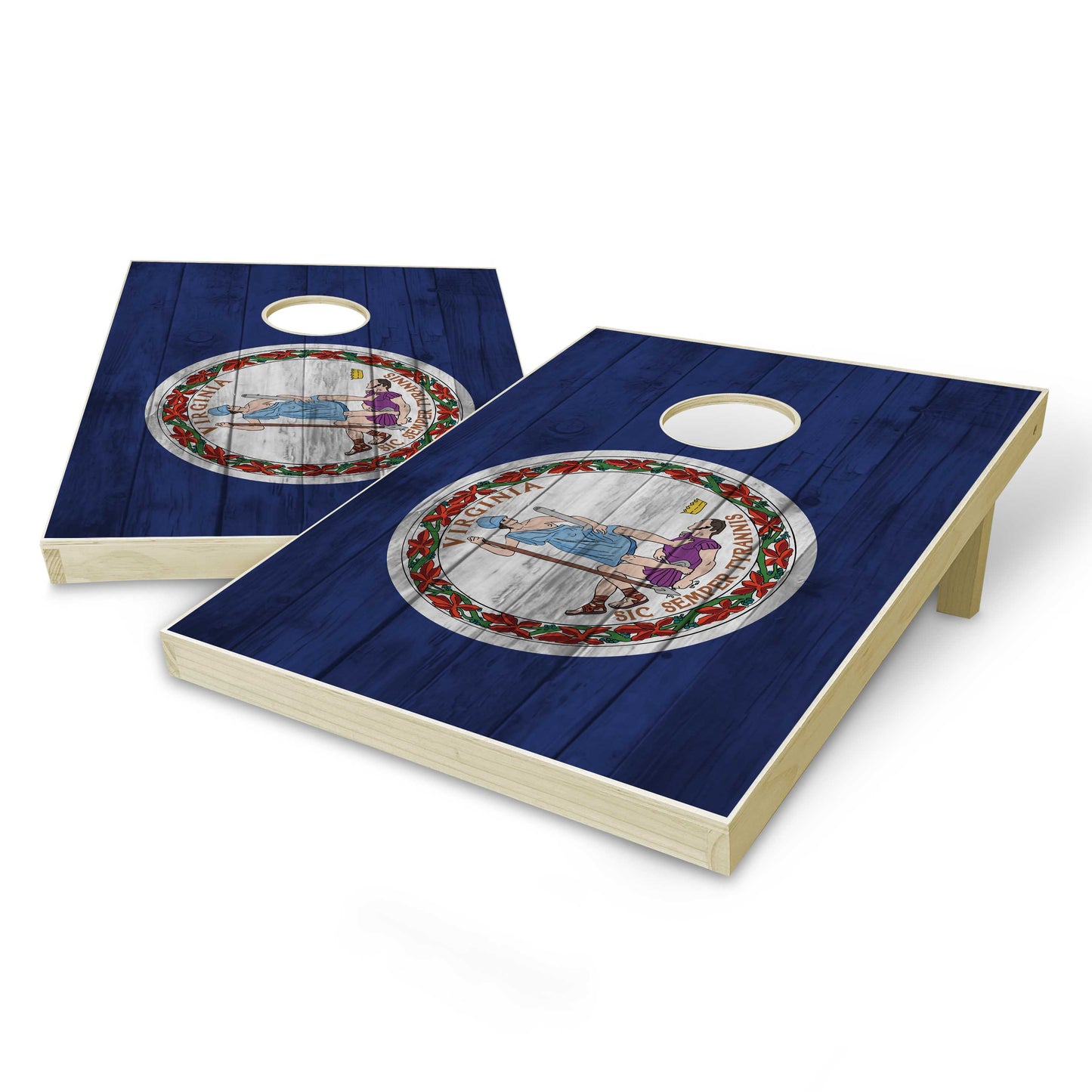 Virginia State Flag Tailgate Cornhole Set - Distressed Wood