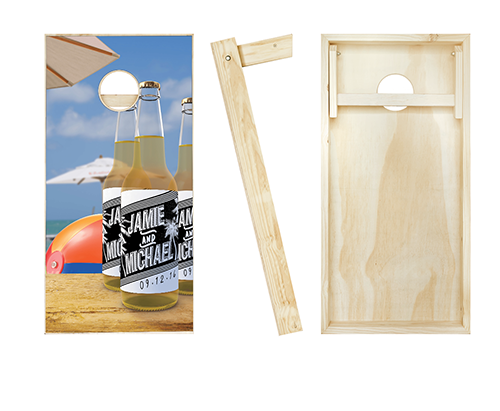Customized Beach Wedding Brew Cornhole Set