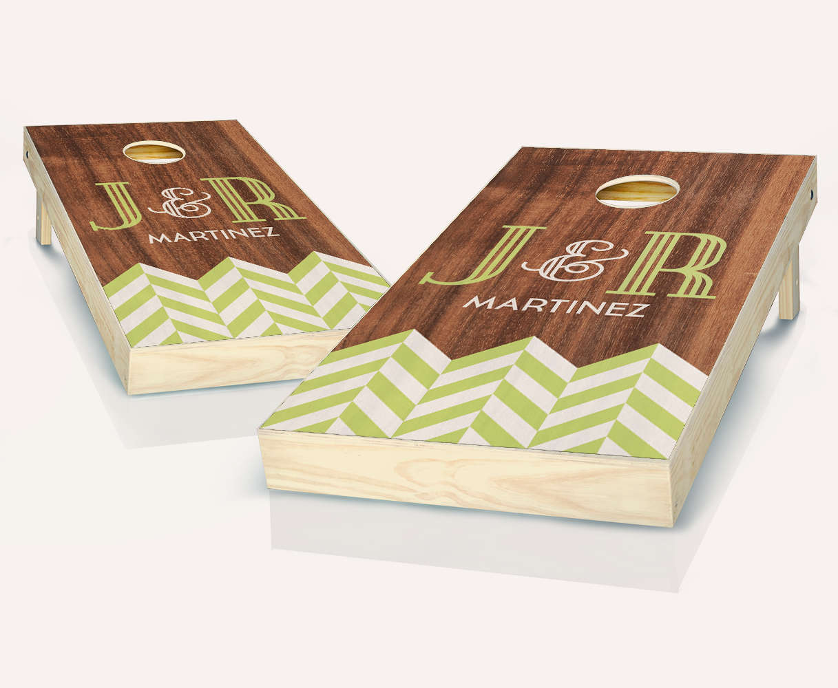 Customized Chevron Initial Wedding Cornhole Set