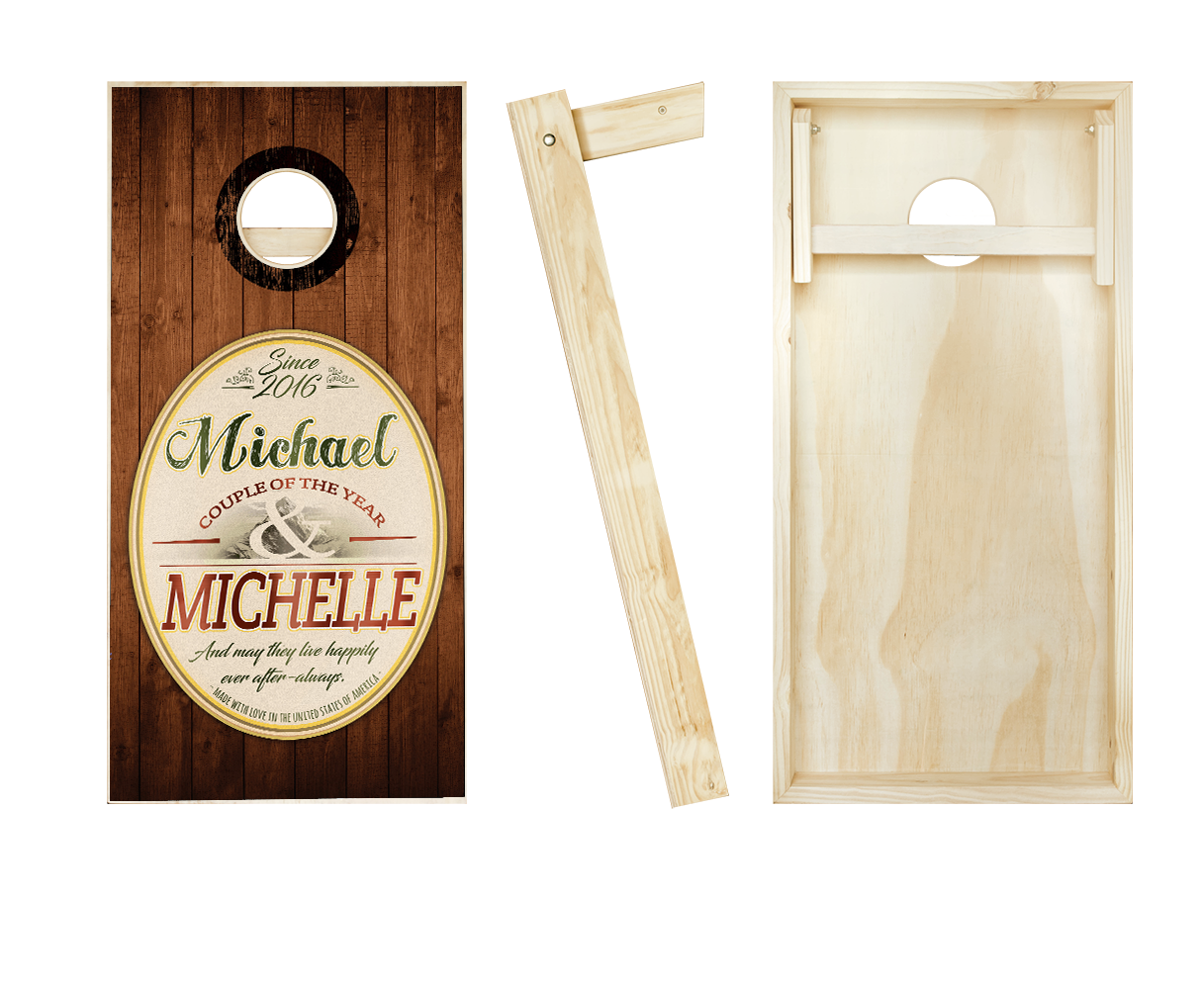 Customized Emblem Rustic Wedding Cornhole Set