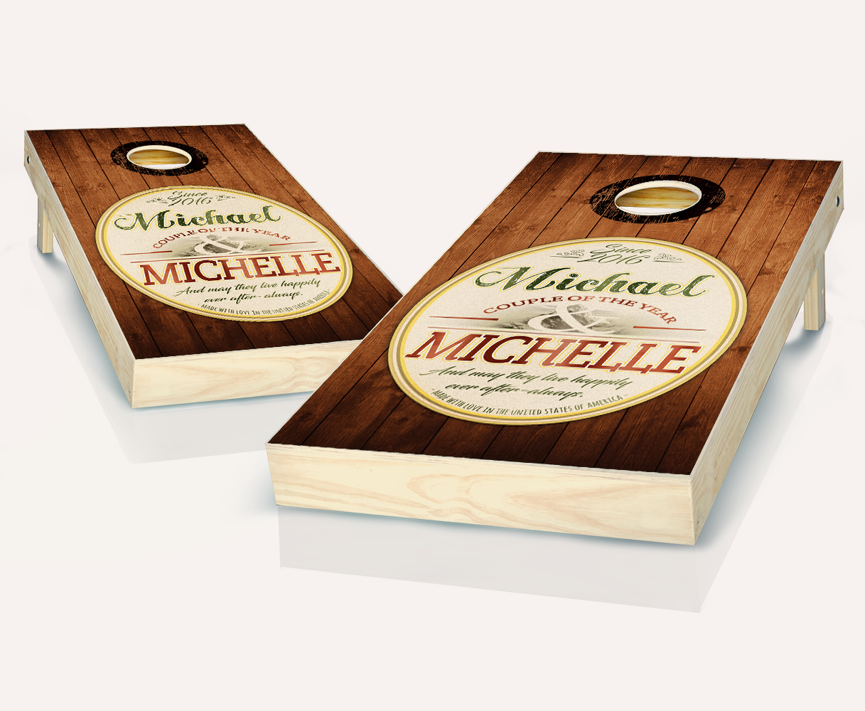 Customized Emblem Rustic Wedding Cornhole Set