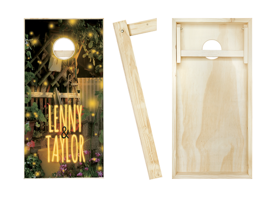 Customized Garden Lights Wedding Cornhole Set