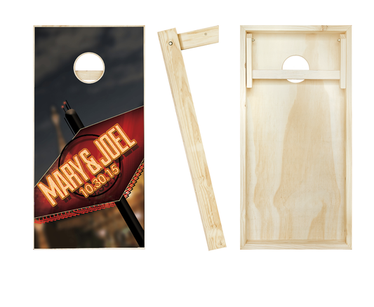 Customized Neon Sign Wedding Cornhole Set