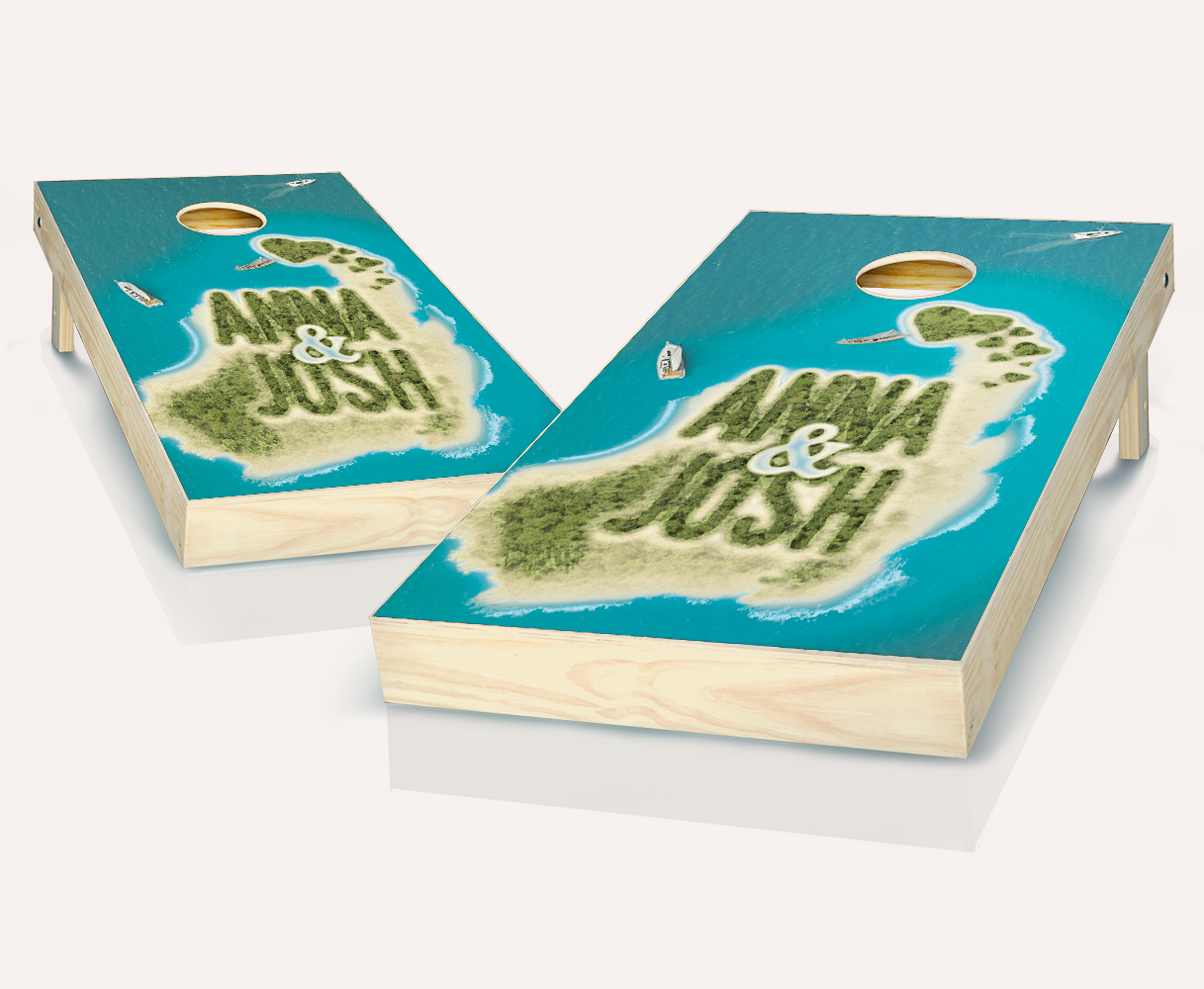 Customized Paradise to Share Wedding Cornhole Set