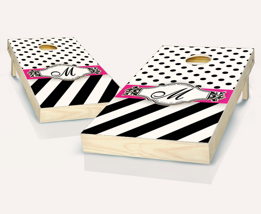 Customized Ribbon Black Wedding Cornhole Set