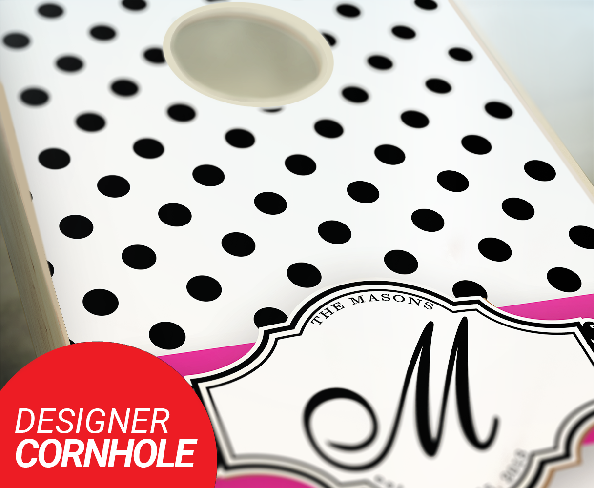 Customized Ribbon Black Wedding Cornhole Set
