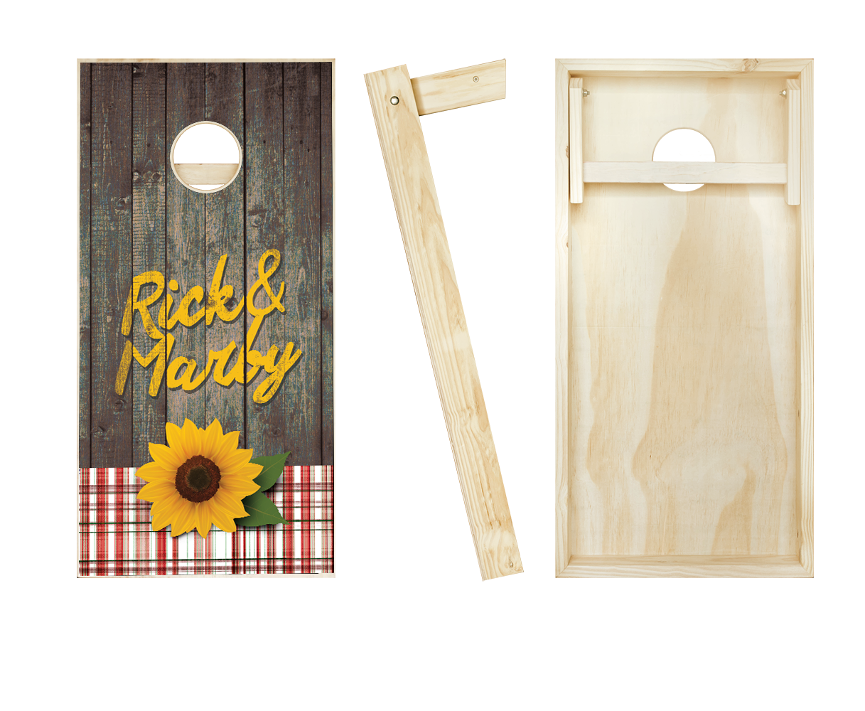 Customized Sunflower Wedding Cornhole Set