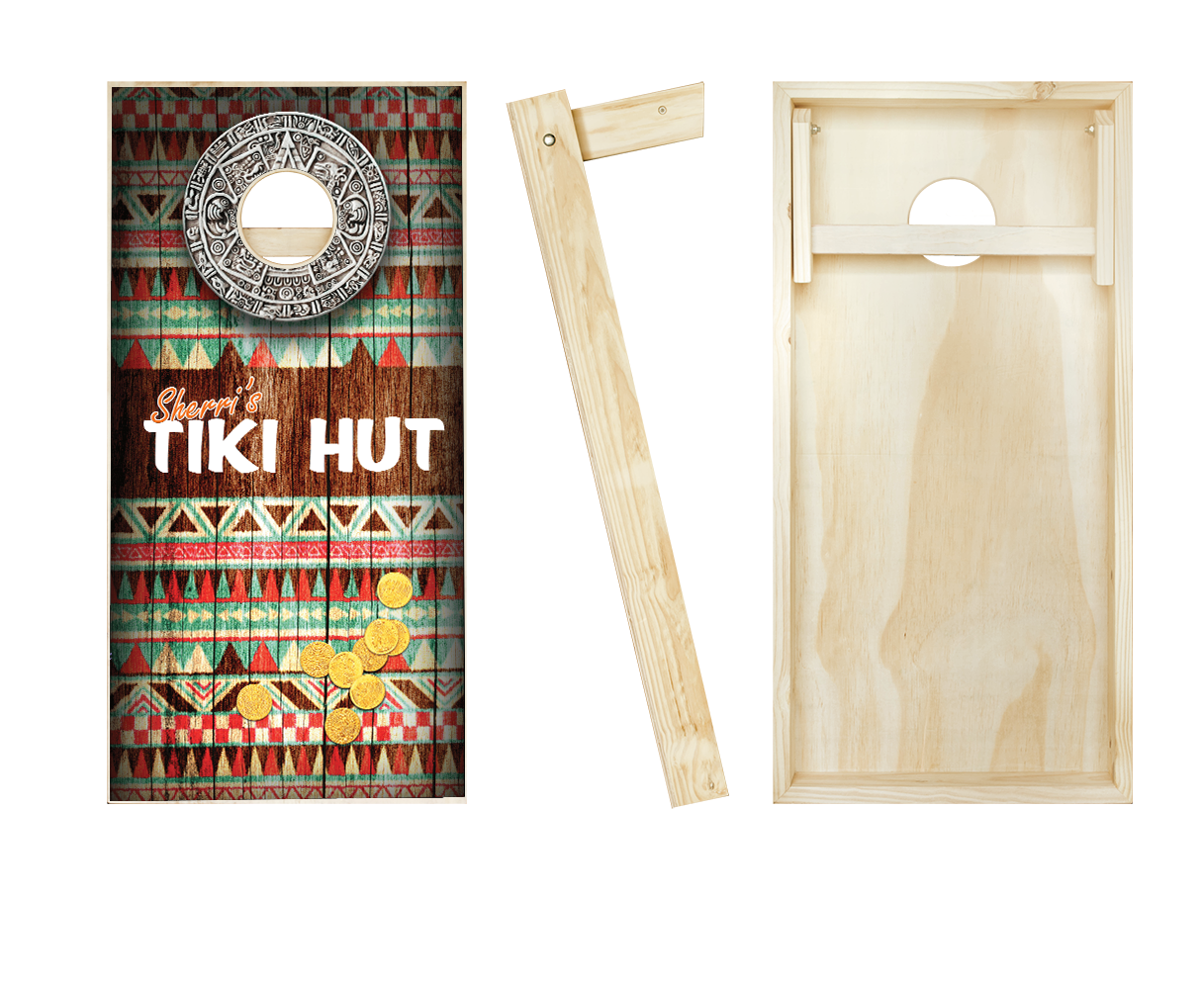 Customized Tiki Hut Cornhole Set