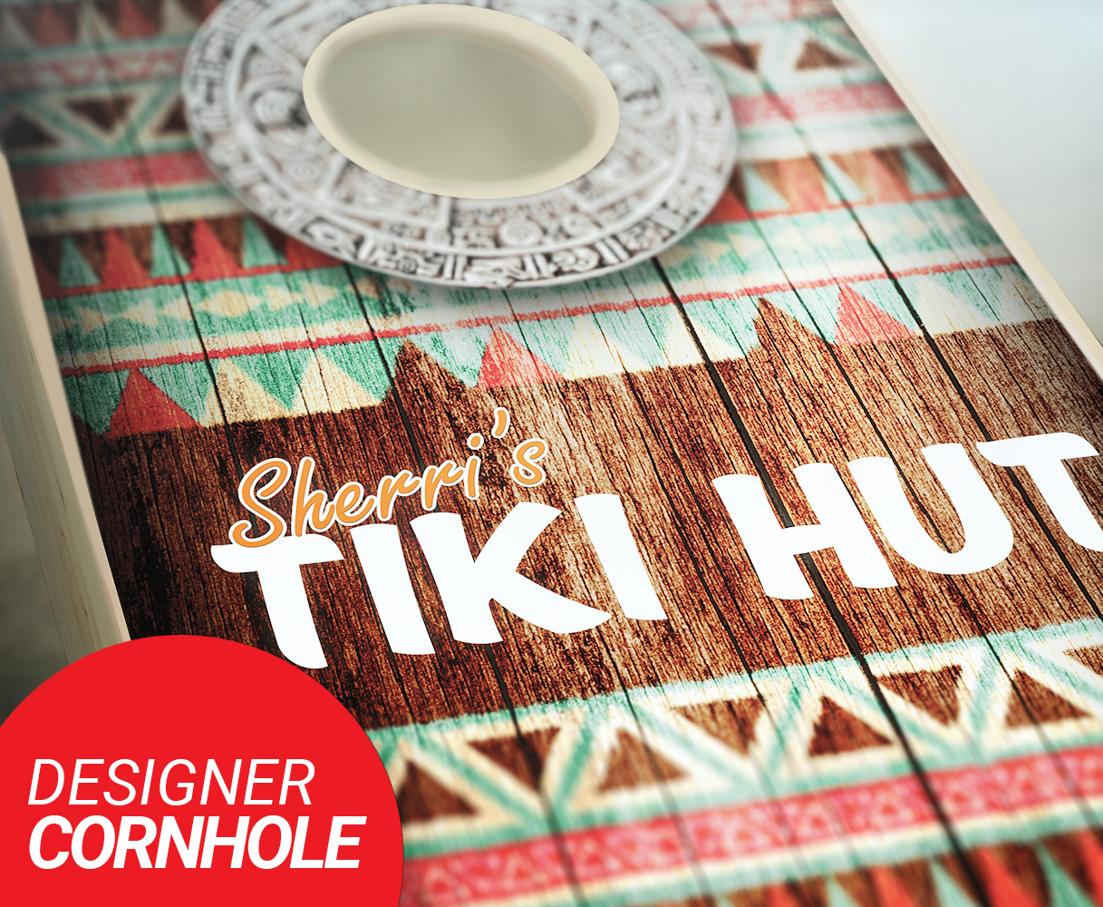 Customized Tiki Hut Cornhole Set