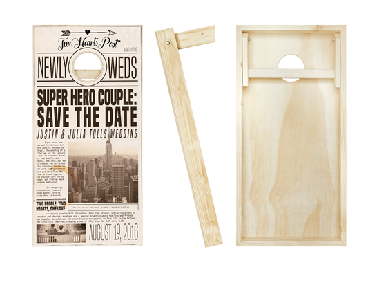 Customized News Print Wedding Cornhole Set