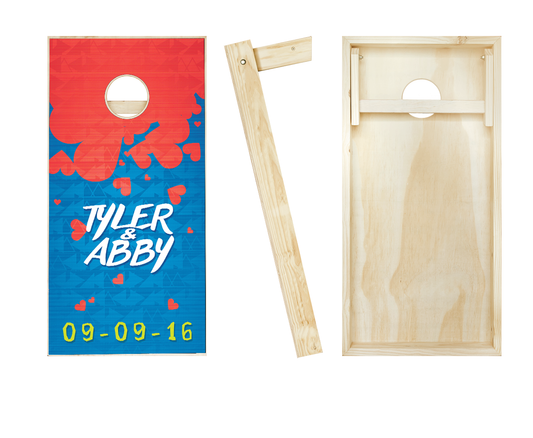 Customized Falling Hearts Wedding Cornhole Set