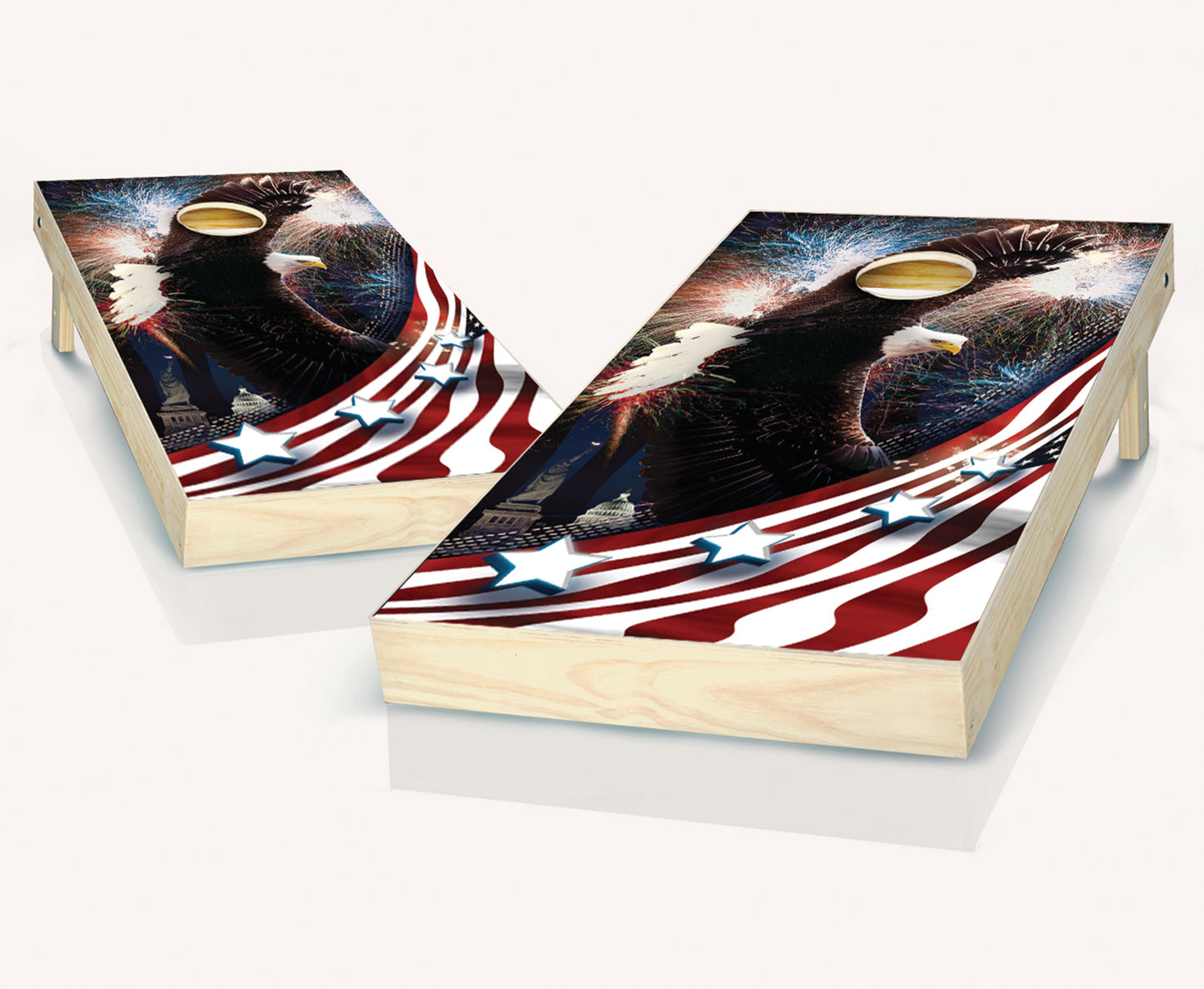 Bald Eagle Fireworks Cornhole Set