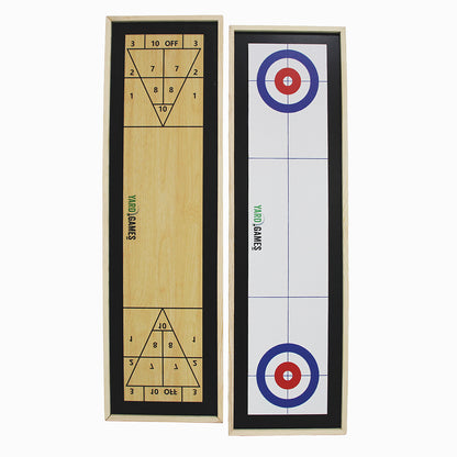 Curling and Shuffleboard 2 in 1 Table Top Game with 8 Rolling Discs