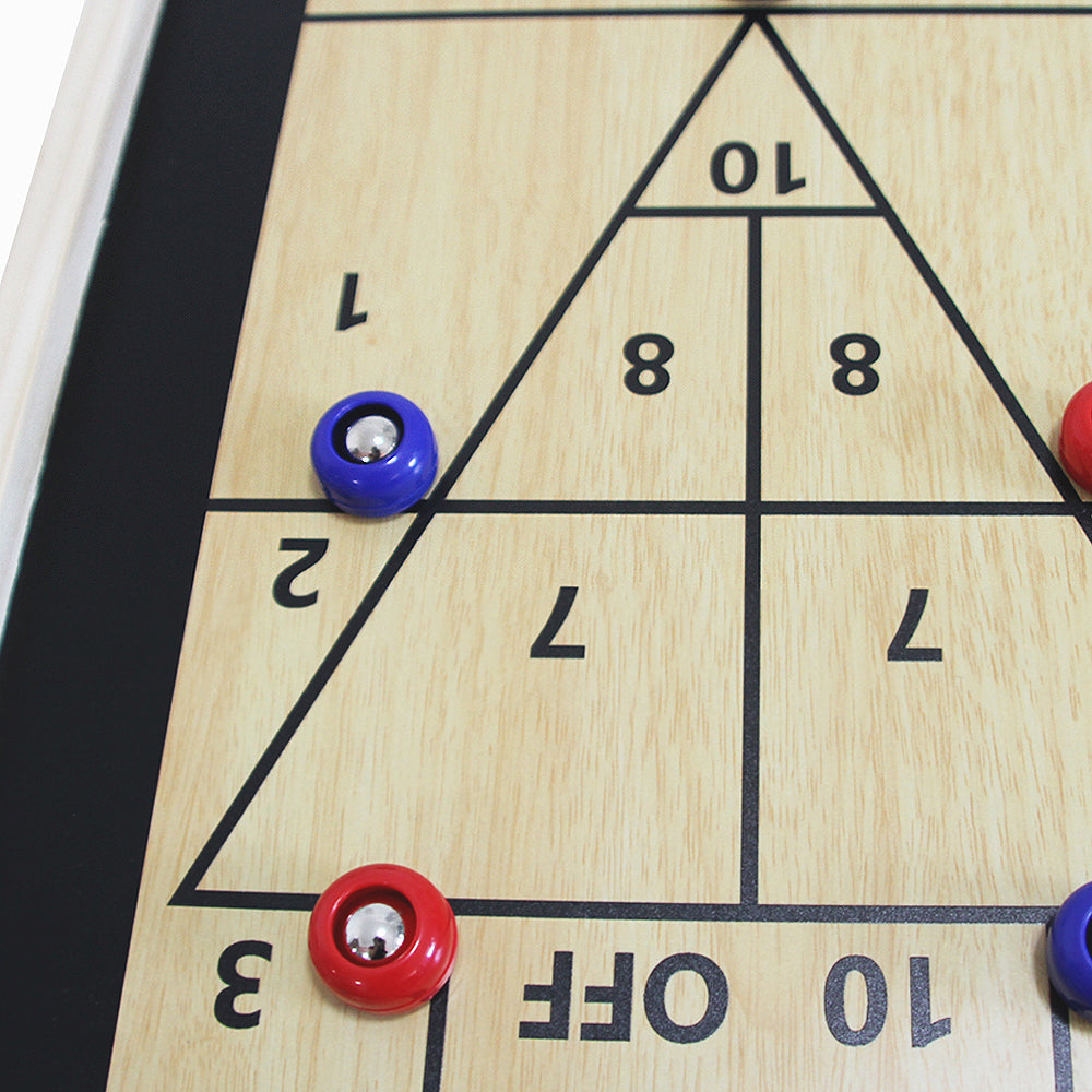 Curling and Shuffleboard 2 in 1 Table Top Game with 8 Rolling Discs