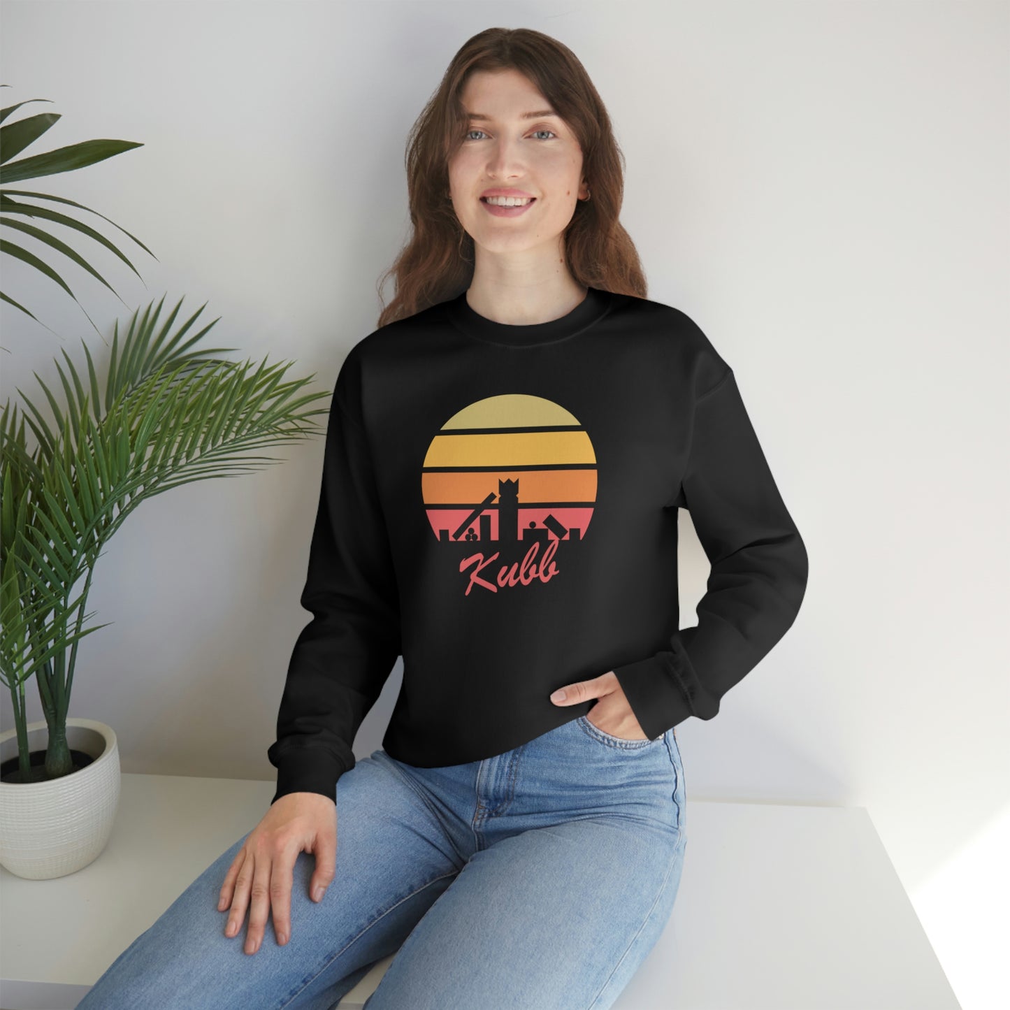 Retro Kubb Yard Game Unisex Heavy Blend™ Crewneck Sweatshirt