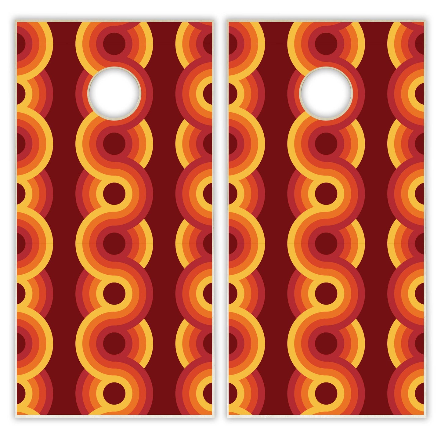 70s Circular Pattern Cornhole Boards