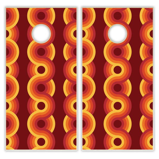 70s Circular Pattern Cornhole Boards