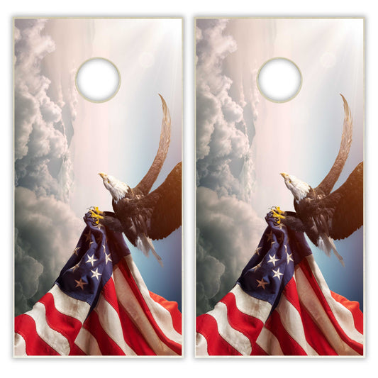 Eagle and Flag Decal Cornhole Boards