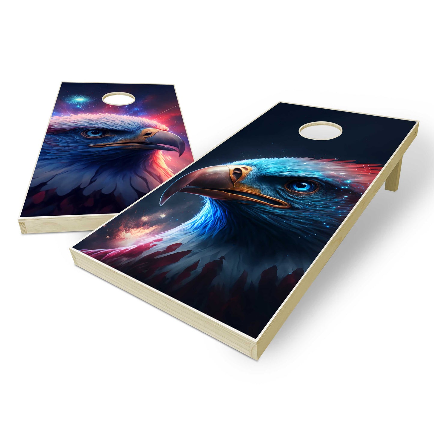 American Eagle and Fireworks Decal Cornhole Boards