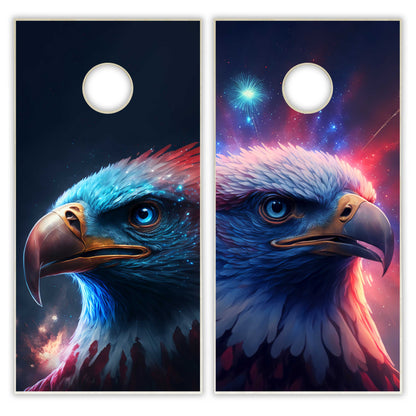 American Eagle and Fireworks Decal Cornhole Boards