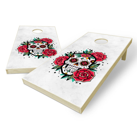 Sugar Skull Roses Cornhole Boards