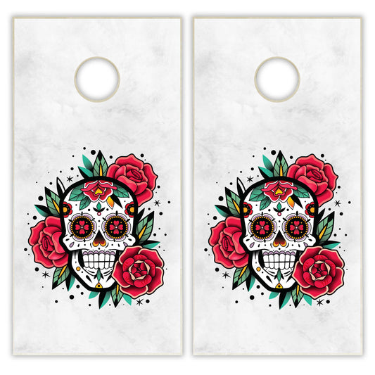 Sugar Skull Roses Cornhole Boards