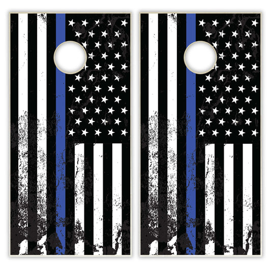 Blue Line Flag Cornhole Boards