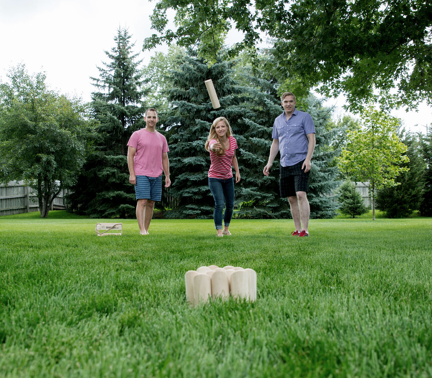 Scatter Wooden Number Block Tossing Outdoor Yard Game with Durable Carrying Case and Heat Burned-in Numbers