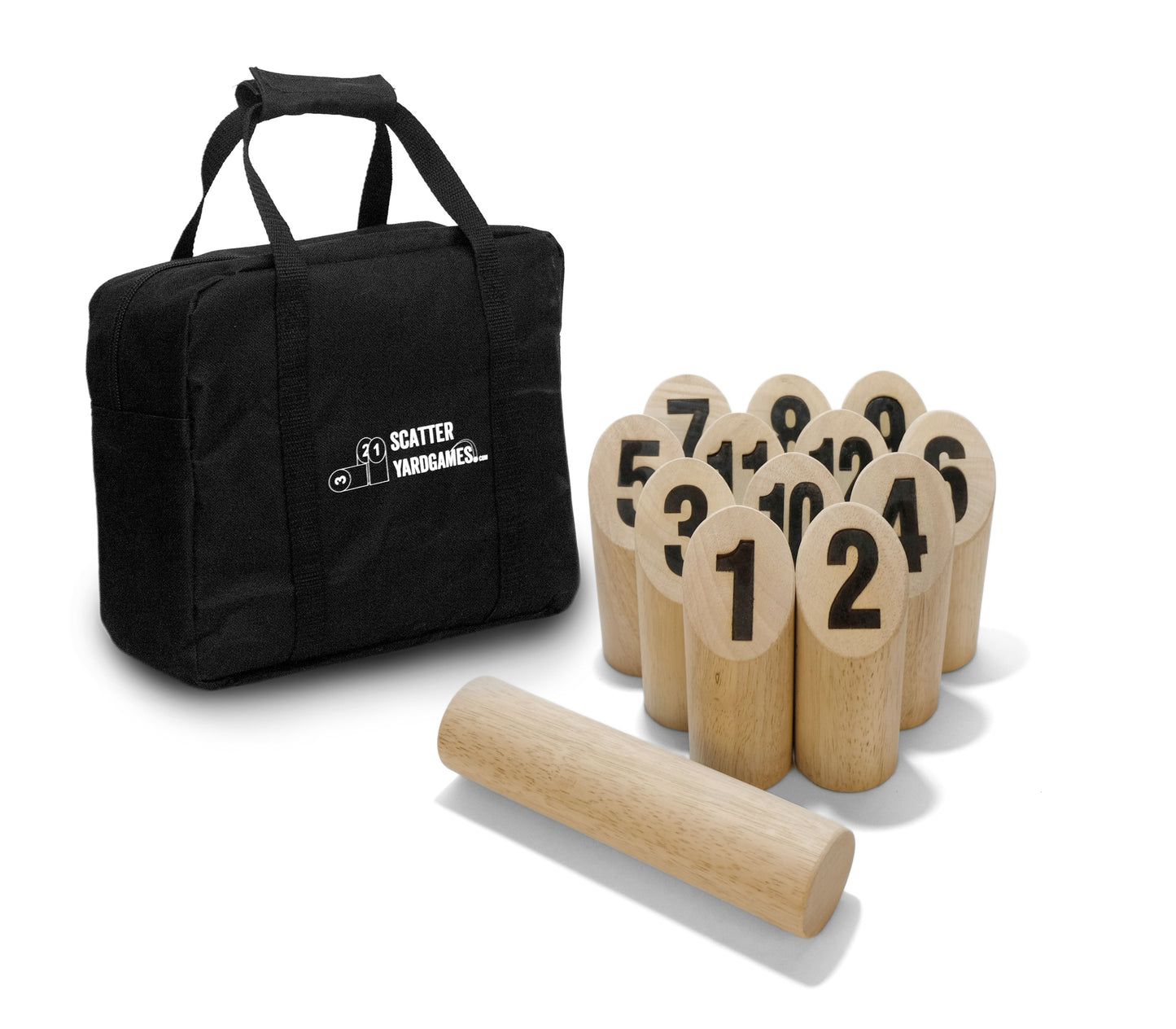 Scatter Wooden Number Block Tossing Outdoor Yard Game with Durable Carrying Case and Heat Burned-in Numbers