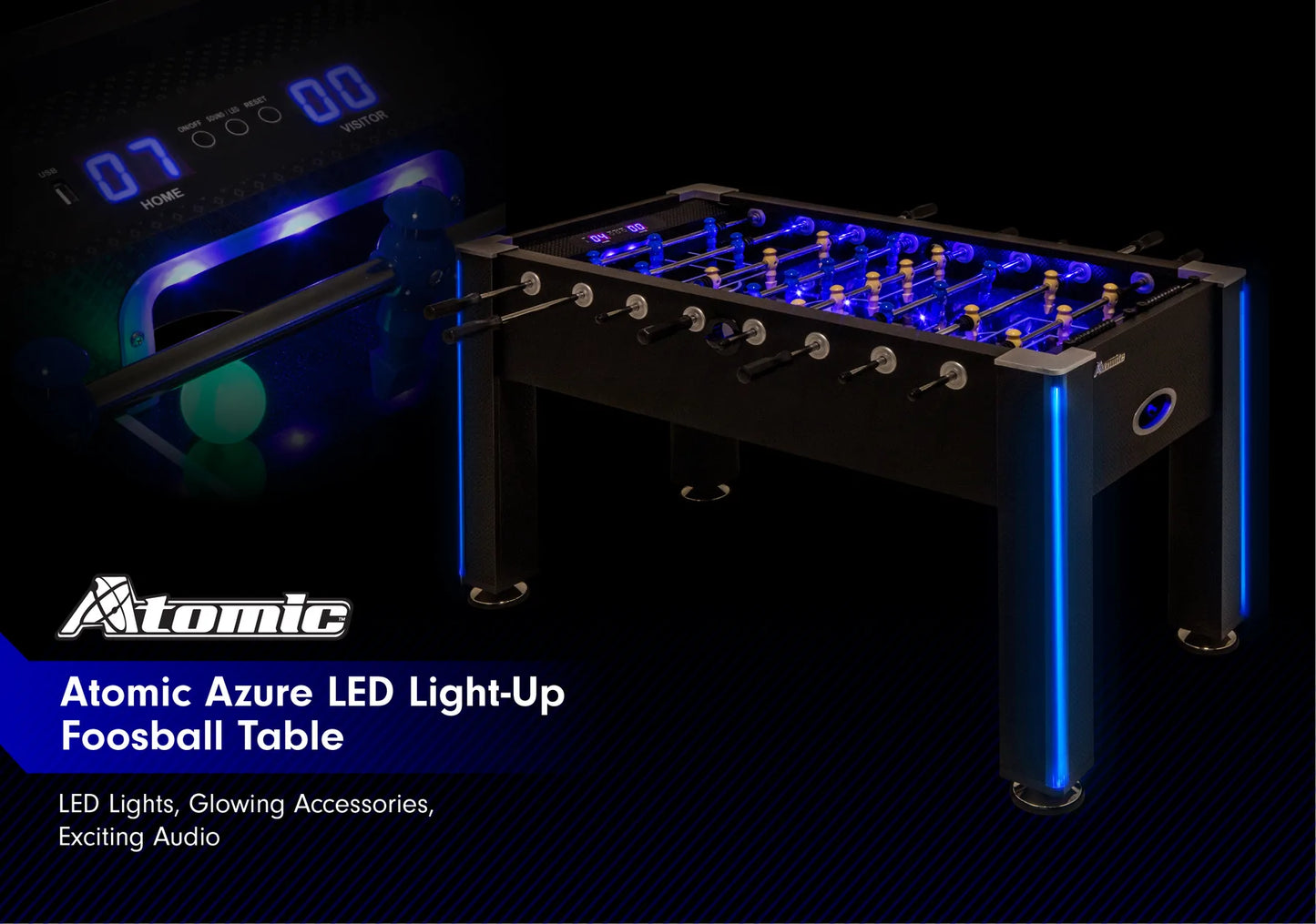 LED Light Up 56 Inch Foosball Table