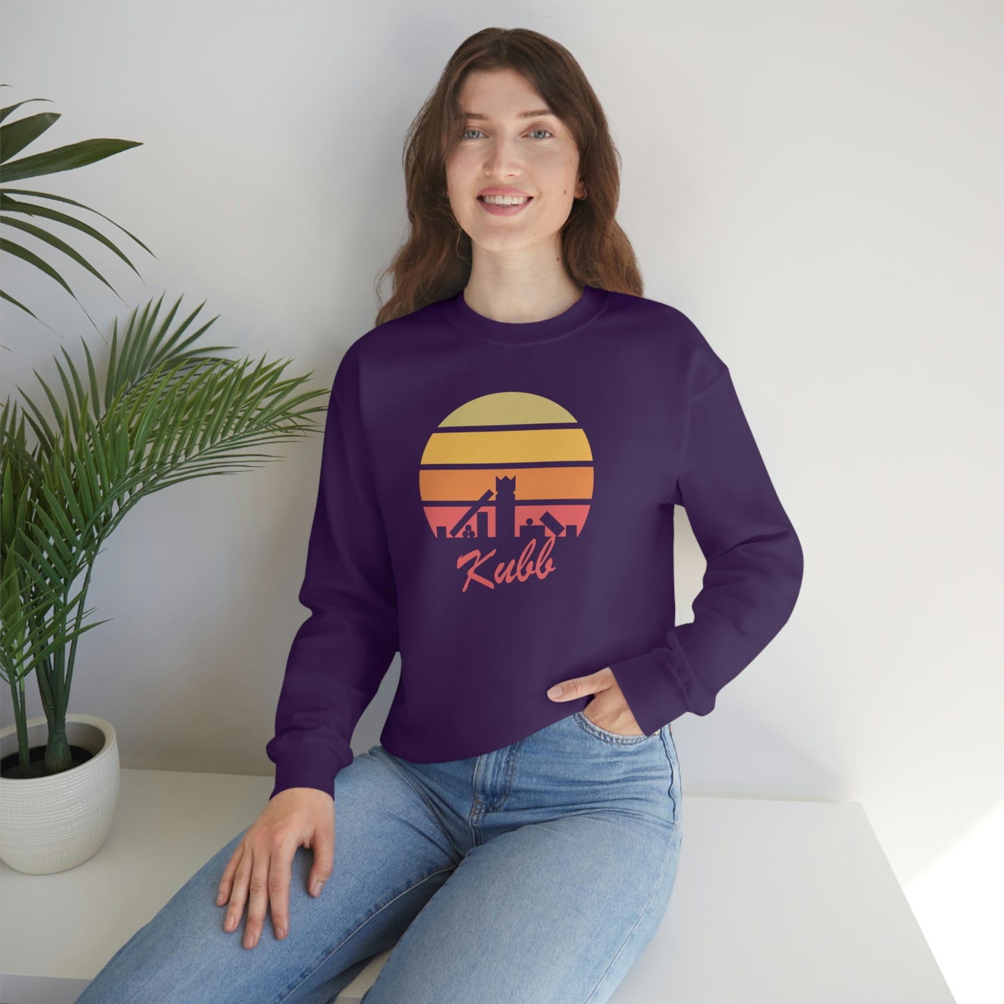 Retro Kubb Yard Game Unisex Heavy Blend™ Crewneck Sweatshirt