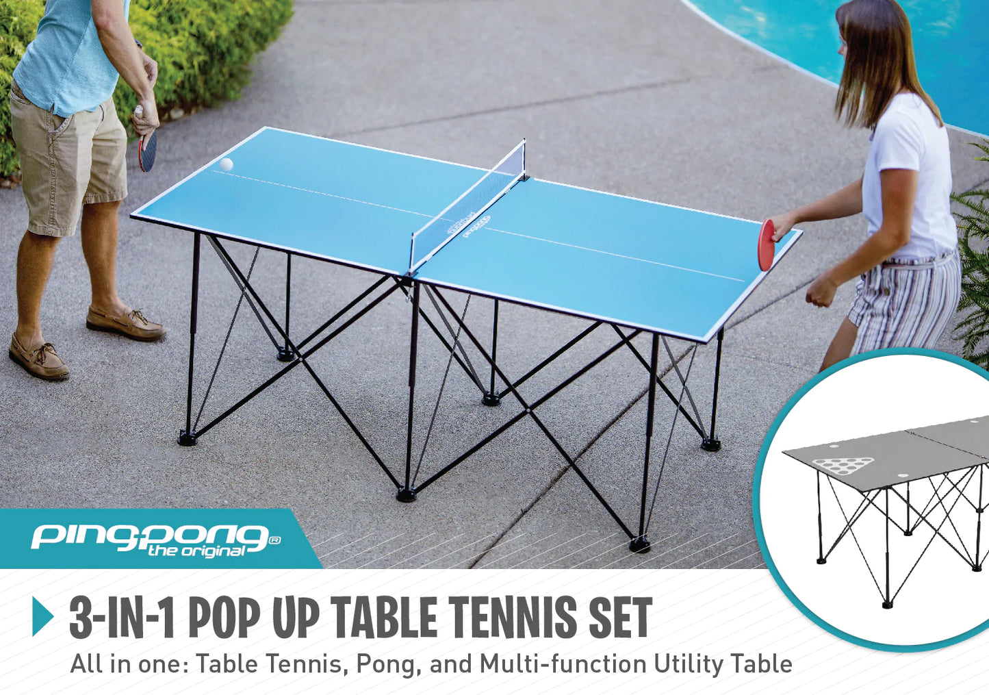 Pop Up 6 Foot Table Tennis with Net