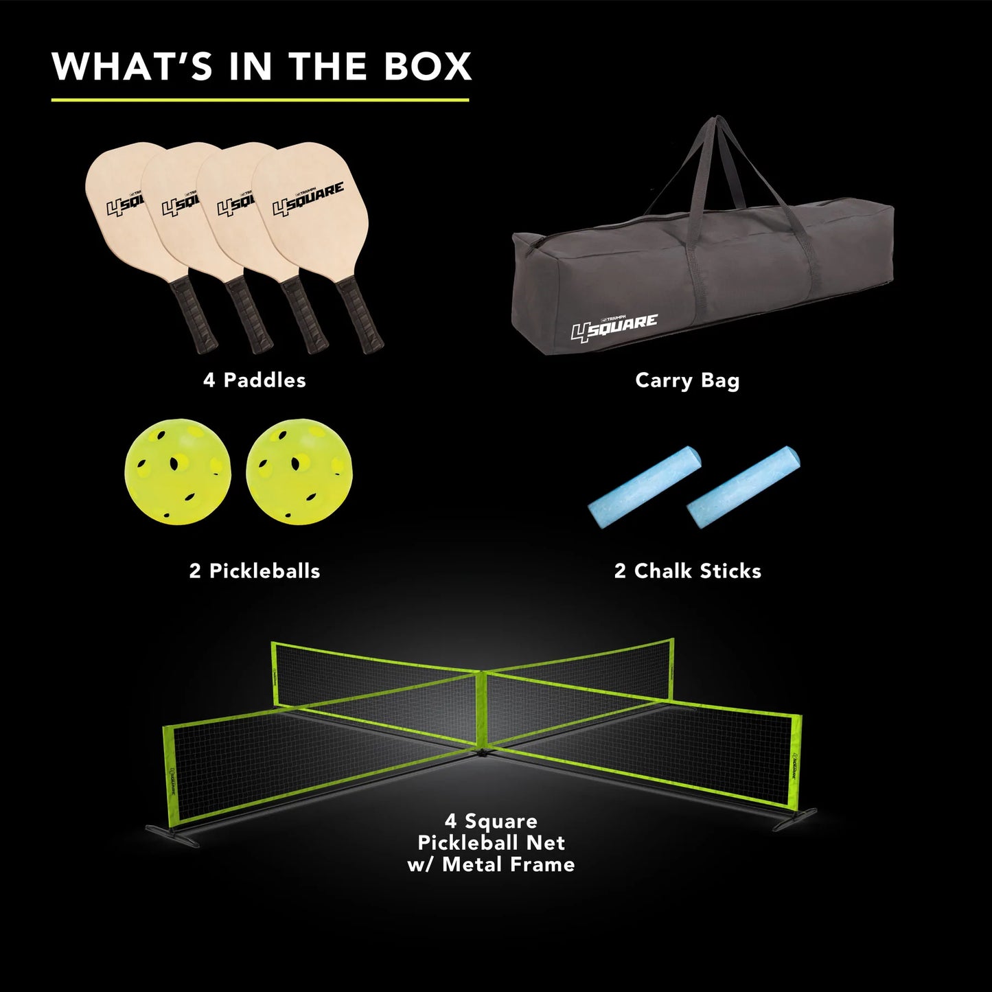 Four Square Pickleball Net and Paddles