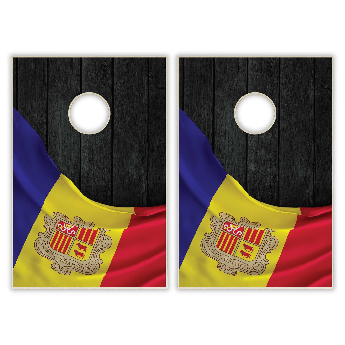 Andorra Flag Tailgate Cornhole Set - Black Wood