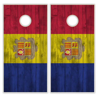 Andorra Flag Cornhole Set - Distressed Wood