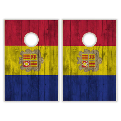 Andorra Flag Tailgate Cornhole Set - Distressed Wood